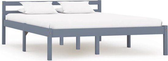 vidaXL Bedframe massief grenenhout grijs 140x200 cm