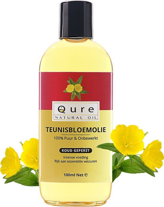 Qure Natural Oil Teunisbloemolie 100ml | 100% Puur & Onbewerkt | Evening Primrose | Food-Grade Kwaliteit