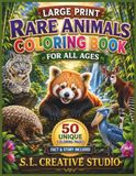 Large Print Rare Animals Coloring Book for All Ages