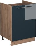 Vicco Wastafelkast Fame-Line, Donkerblauw hoogglans/Goudkleurig Eiken, 60 cm