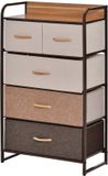 Commode meuble de rangement 5 tiroirs pliants en tissu 58 x 29 x 99 cm multicolore