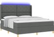 vidaXL Boxspringbed met LED-stripverlichting Grijs 180 x 200 cm Stof