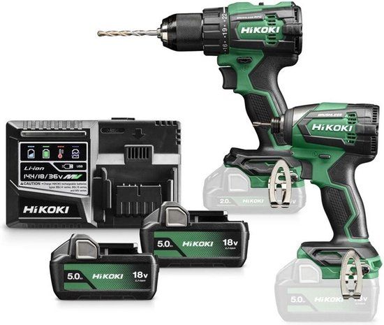 HiKOKI KC18DEWCZ Accu Combiset Klop-boor-schroefmachine DV18DE + Slagschroevendraaier WH18D - 4966376406142