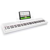 Alesis Recital White 88-Toeten Elektronische Digitale Piano met Semi-Gewogen Toetsen in Volledige Grootte, 5 Klanken, 2 Ingebouwde 20W Luidsprekers, Voedingsadapter en Skoove Online Piano Lessen
