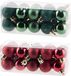 Cosy&Trendy Billiet - Vanlaere Kleine kunststof kerstballen 40x stuks - 3 cm - donkerrood en groen
