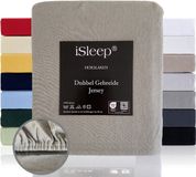 iSleep Dubbel Gebreide Jersey Hoeslaken - Hoge Hoek - Rondom Elastiek - Eenpersoons - 90/100x210/220 cm - Grijs