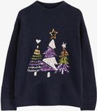 Starry Indigo - Kersttrui / Sweater Meisjes met Glitter | Kerstboom