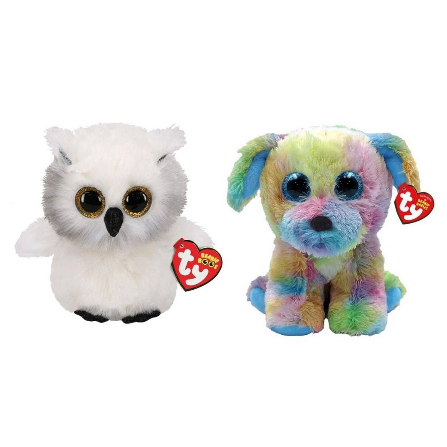 TY - Knuffel - Beanie Boo's - Ausitin Owl & Max Dog