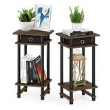 Furinno Turn-N-Tube 2-pack hoge bijzettafel, bijzettafel met bak, Columbia Walnoot/Zwart/Donkerbruin