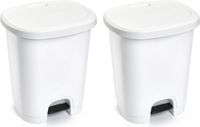 PlasticForte Pedaalemmer - Set 2x stuks - wit - 18 liter