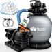 tillvex Système de filtre à sable 13.200L/h jusqu'à 40.000L + 1200g Boules filtrantes | Installation de filtre à sable 7 voies valve & Adaptateur Ø32-38mm | Filtre de piscine avec affichage de pression | Filtre à sable piscine (Gris)