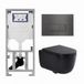 QeramiQ Dely Swirl Toiletset - 36.3x51.7cm - Geberit UP320 inbouwreservoir - met Burda frame - 35mm zitting - gunmetal bedieningsplaat - rechthoekige knoppen - mat noir