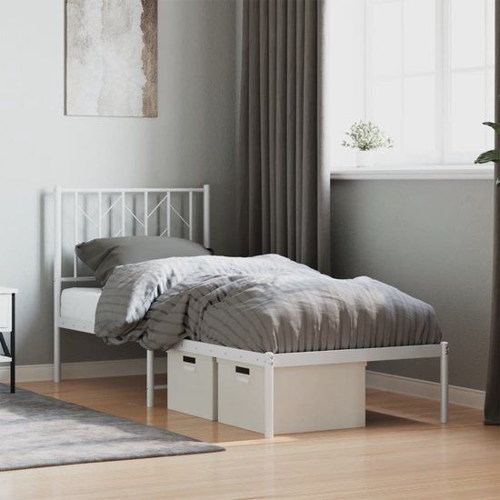 vidaXL Bedframe met Hoofdbord Metaal Wit 75x190 cm