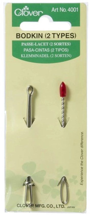 Clover Bodkin - 2 Styles - Red/Silver - Metal/Plastic - 2 Pieces