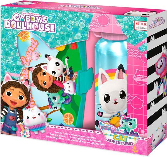 Gabby's Poppenhuis Broodtrommel en Drinkfles - Schoolset - Lunchset