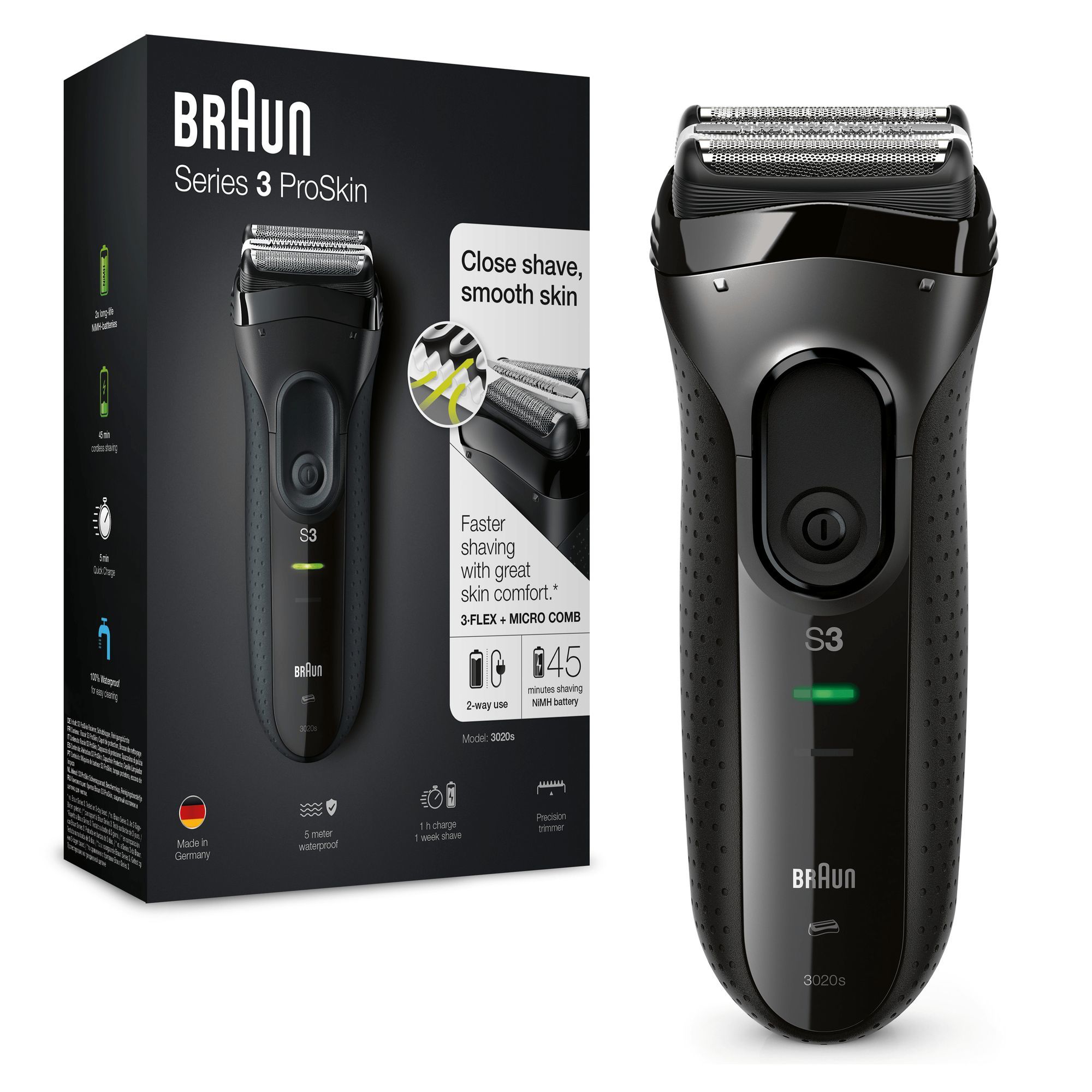 Braun Series 3 3020s - Elektrisch Scheerapparaat voor Mannen - Zwart