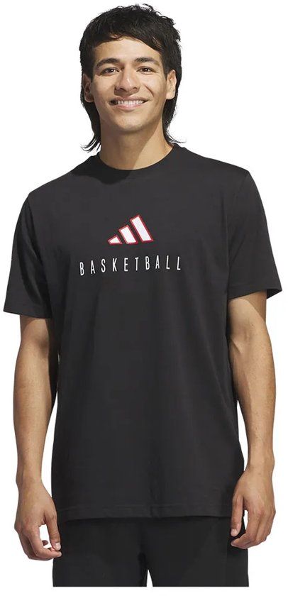 Adidas Worldwide Hoops Logo Performance Graphic T-shirt Korte Mouw Zwart M