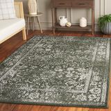Safavieh Verontrust tapijt voor woonkamer, eetkamer, slaapkamer, Adirondack collectie, laagpolig, groen en ivoor, 122 x 183 cm