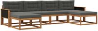 vidaXL Bank loungeset 6-delig Natuurlijk en Antraciet Acacia Hout