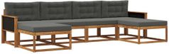 vidaXL Salon de jardin 6 pièces Acacia Bois Naturel et Anthracite