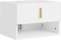 SoBuy Table de chevet suspendue - Commode - Blanc - Éclairage LED - 1 tiroir |