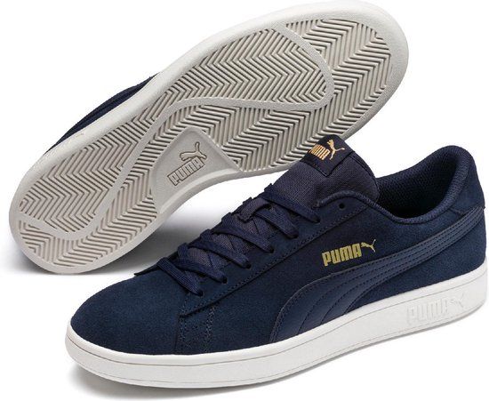 PUMA Smash v2 Unisex Sneakers - Peacoat-Puma Team Gold-Whisper White - Size 41