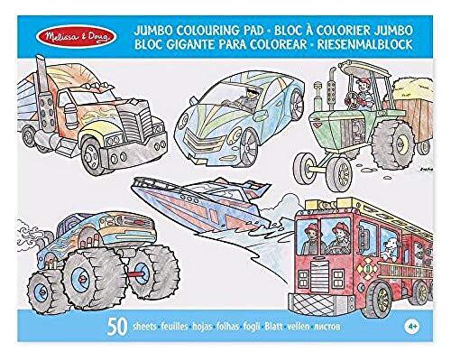 MELISSA & DOUG Jumbo Coloring Pad: Voertuigen - 50 pagina's wit Bond papier (11 x 14 inch)