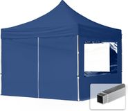 Easy Up 3x3 m Easy Up tente de réception pliante, ECONOMY alu 32mm avec parois latérales (panorama), bleu