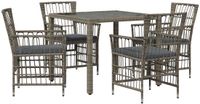 vidaXL - Buiten - Eettafel - Set - 5 - st - Grijs - poly - rattan