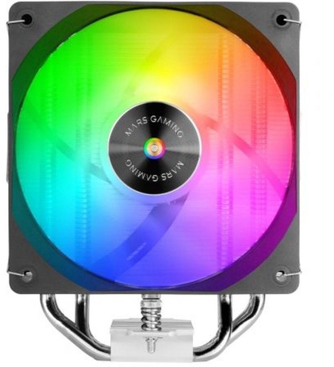 Mars Gaming MCPU-X4ARGB, CPU-Koeler 220W TDP, 4x HCT-Heatpipes Nieuwe Generatie, PWM-Ventilator SI Extreme-Silent ARGB 120mm, Gebalanceerde Koperen Kern, Compatibel met Intel en AMD, Zwart
