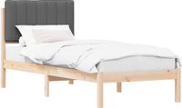 vidaXL Bedframe met gestoffeerd hoofdeinde, donkergrijs, 75 x 190 cm