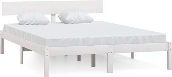 vidaXL Bedframe massief hout wit 120x190 cm