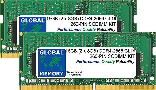 GLOBAL MEMORY 16 GB (2 x 8 GB) DDR4 2666 MHz PC4-21300 260-PIN SODIMM Memory Ram Kit voor Laptops/Notebooks