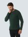 No Excess Gemêleerde wollen trui met ronde hals Dark Green 3XL