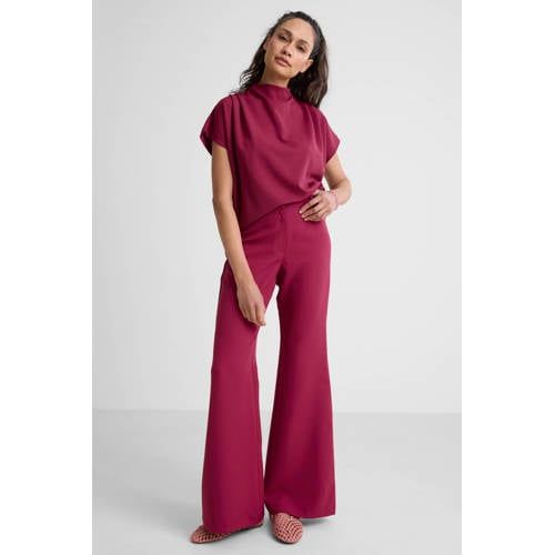 Ruby Ruby top met plooien detail wijnrood