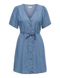 ONLY Meisjes Mini jurk ONLEVIDA-BEA S/S DNM QYT Katoen/Lyocell Medium Blue Denim Maat S