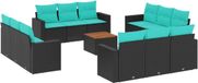 vidaXL 13-delige Loungeset met kussens polyrattan zwart