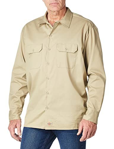 Dickies Flex Twill Werkshirt Heren Lange Mouw - Beige - Maat M