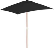 vidaXL Parasol met houten paal 150x200 cm zwart