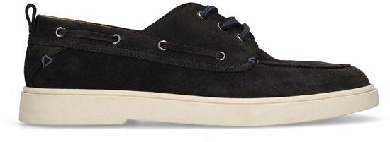 Manfield - Heren - Donkerblauwe suède bootschoenen - Maat 41