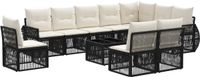 vidaXL Tuinbank Set 11 st Zwart en Crème Wit poly rattan