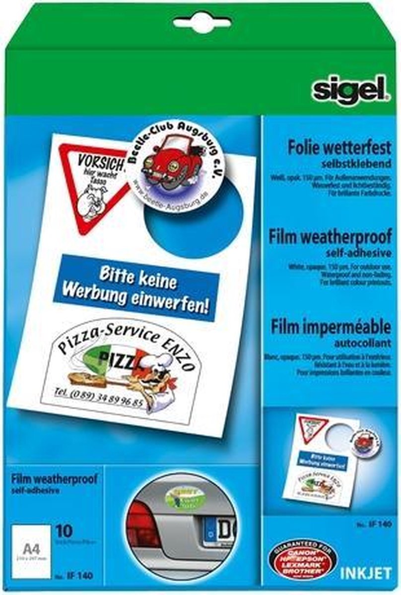 Sigel Inkjetf. zelfklevend - A4 transparant 270 micron