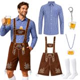 Traditionele herenklederdrachtset met bretels en leren broek