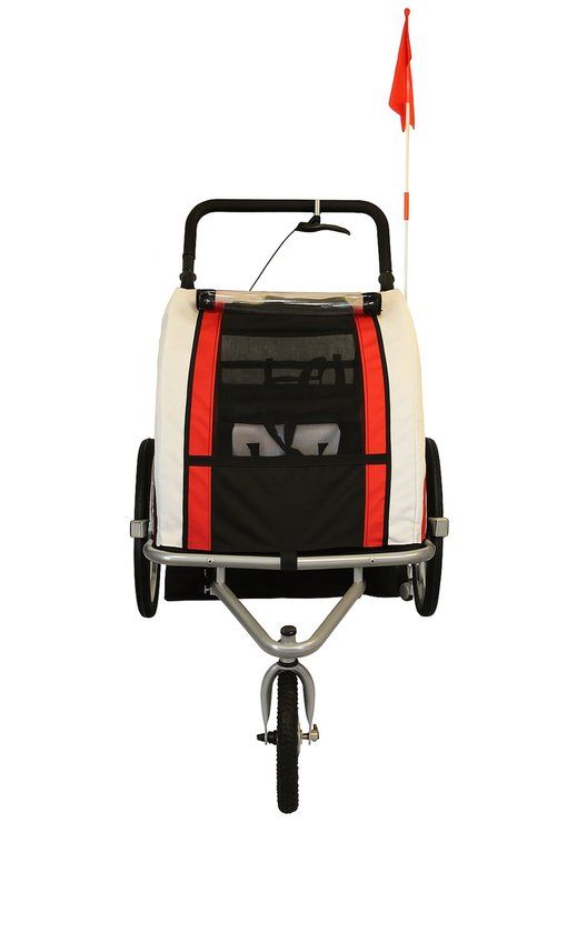 Fietskar voor kinderen - met buggyfunctie - en schokbrekers - rood