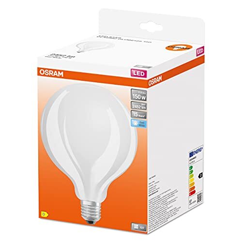 OSRAM Lamps OSRAM LED lamp, Voet: E27, koel wit, 4000 K, 17 W, vervanging voor 150 W gloeilamp, frosted, LED Retrofit CLASSIC GLOBE125 Pack van 4