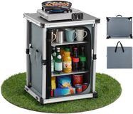 Vevor Opvouwbare Campingkeuken, Draagbare Campingkast met 3 Planken, Extern Vak en Mdf-Tafelblad