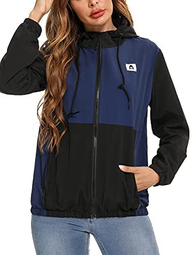 Doaraha Colourblock Damesjas - Lichte Windbreaker - Zwart - Zomerjas - Waterdicht - Outdoorjas - Overgangsjas