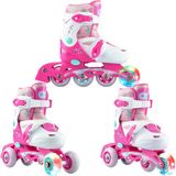 CROXER Missy 3-in-1 Verstelbare Skeelers Lichtgevende Wielen LED Roze/Wit Maat 27-30