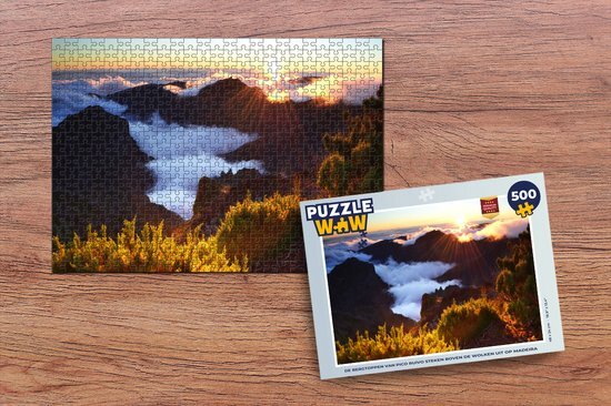 MuchoWow Puzzel De bergtoppen van Pico Ruivo steken boven de wolken uit op Madeira - Legpuzzel - Puzzel 500 stukjes