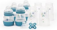 MAM Easy Start Zelfsteriliserende Anti Colic Starter Set, Pasgeboren Fles Set en Fopspeen, Pasgeboren Essentials, Blauw (ontwerpen kunnen variëren)